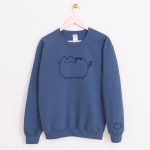 pusheen Pusheen Blue Embroidered Unisex Sweatshirt